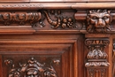 Renaissance style Credenza in walnut and marble, France 19th century