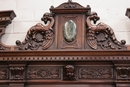 Renaissance style Credenza in walnut and marble, France 19th century