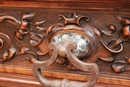 Renaissance style Credenza in walnut and marble, France 19th century