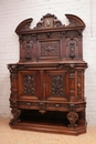 Renaissance style Credenza in walnut and marble, France 19th century