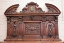 Renaissance style Credenza in walnut and marble, France 19th century