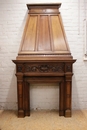 Renaissance style Fire mantle in Walnut, France 19th century