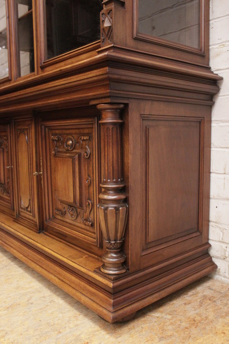 Monumental renaissance style showcase in walnut