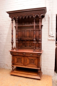 Monumental walnut renaissance server in walnut