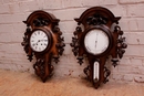 Napoleon III style Clock and barometer in Walnut, France 19th century