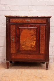 Napoleon III period cabinet with inlay, mahogany marble and bronze