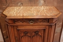 Gothic style Cabinet in walnut and marble, France 19th century