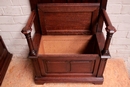 Gothic style Hall bench in Oak, France 19th century