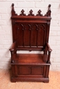 Gothic style Hall bench in Oak, France 19th century