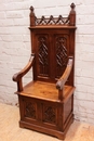 Gothic style Hall bench in Walnut, France 19th century