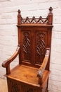 Gothic style Hall bench in Walnut, France 19th century