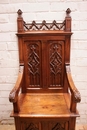 Gothic style Hall bench in Walnut, France 19th century