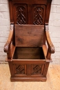 Gothic style Hall bench in Walnut, France 19th century