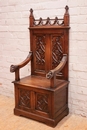 Gothic style Hall bench in Walnut, France 19th century