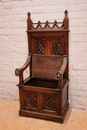 Gothic style Hall bench in Walnut, France 19th century