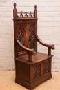 Gothic style Hall bench in Walnut, France 19th century