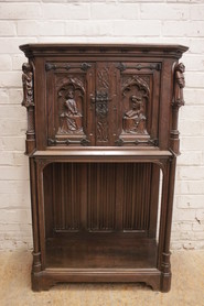 Oak figural gothic credenza