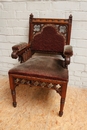 Gothic style arm chair in Oak, Belgium 19th century