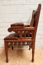 Gothic style arm chair in Oak, Belgium 19th century