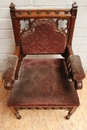 Gothic style arm chair in Oak, Belgium 19th century