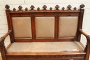 Gothic style bench in Oak, France 19th century