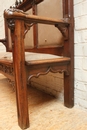 Gothic style bench in Oak, France 19th century