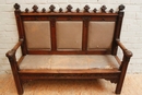 Gothic style bench in Oak, France 19th century