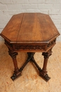 Gothic style center table in Oak, France 19th century