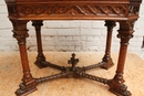 Gothic style center table in Oak, France 19th century