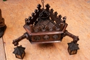 Gothic style Chandelier and wall sconse in Oak, France 19th century