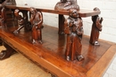 Gothic style Armagnac presentation table in Oak, France 19th century