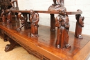 Gothic style Armagnac presentation table in Oak, France 19th century