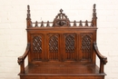 Gothic style Hall bench in Oak, France 19th century