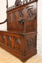 Gothic style Hall bench in Oak, France 19th century