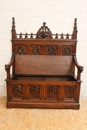 Gothic style Hall bench in Oak, France 19th century