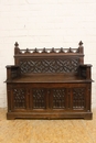 Gothic style Hall bench in Oak, France 19th century