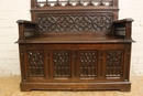 Gothic style Hall bench in Oak, France 19th century