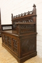 Gothic style Hall bench in Oak, France 19th century