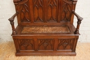 Gothic style Hall bench in Oak, France 1900