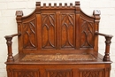 Gothic style Hall bench in Oak, France 1900