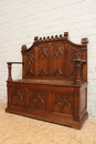 Gothic style Hall bench in Oak, France 1900