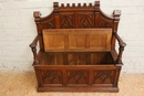 Gothic style Hall bench in Oak, France 1900