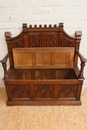 Gothic style Hall bench in Oak, France 1900