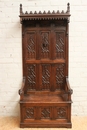 Gothic style hall bench in Oak, France 19th century