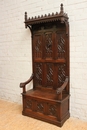 Gothic style hall bench in Oak, France 19th century