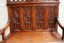 Gothic style Hall bench in Oak, France 19th century