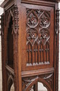 Gothic style Pedestal in Oak, France 19th century