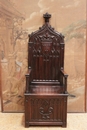 Gothic style Throne chair in Oak, France 19th century