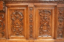 Gothic/renaissance style trunk in Oak, France 19th century