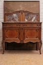 Louis XV style Server in oak and marble, Belgium 19th century